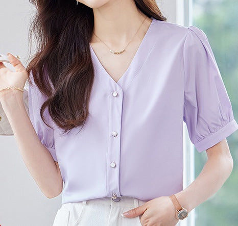 Women's Elegant Short Sleeve Summer Casual Shirt