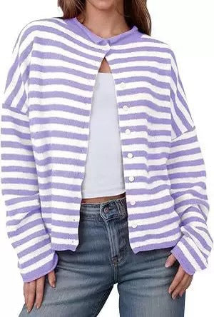 Women's Striped Cardigan - New Autumn and Winter Casual Knitwear
