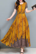 Women Slim Design Short Sleeve Beautiful Printed Dress