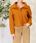 Women's Culture Code Full Size Half Button Turtleneck Sweatshirt