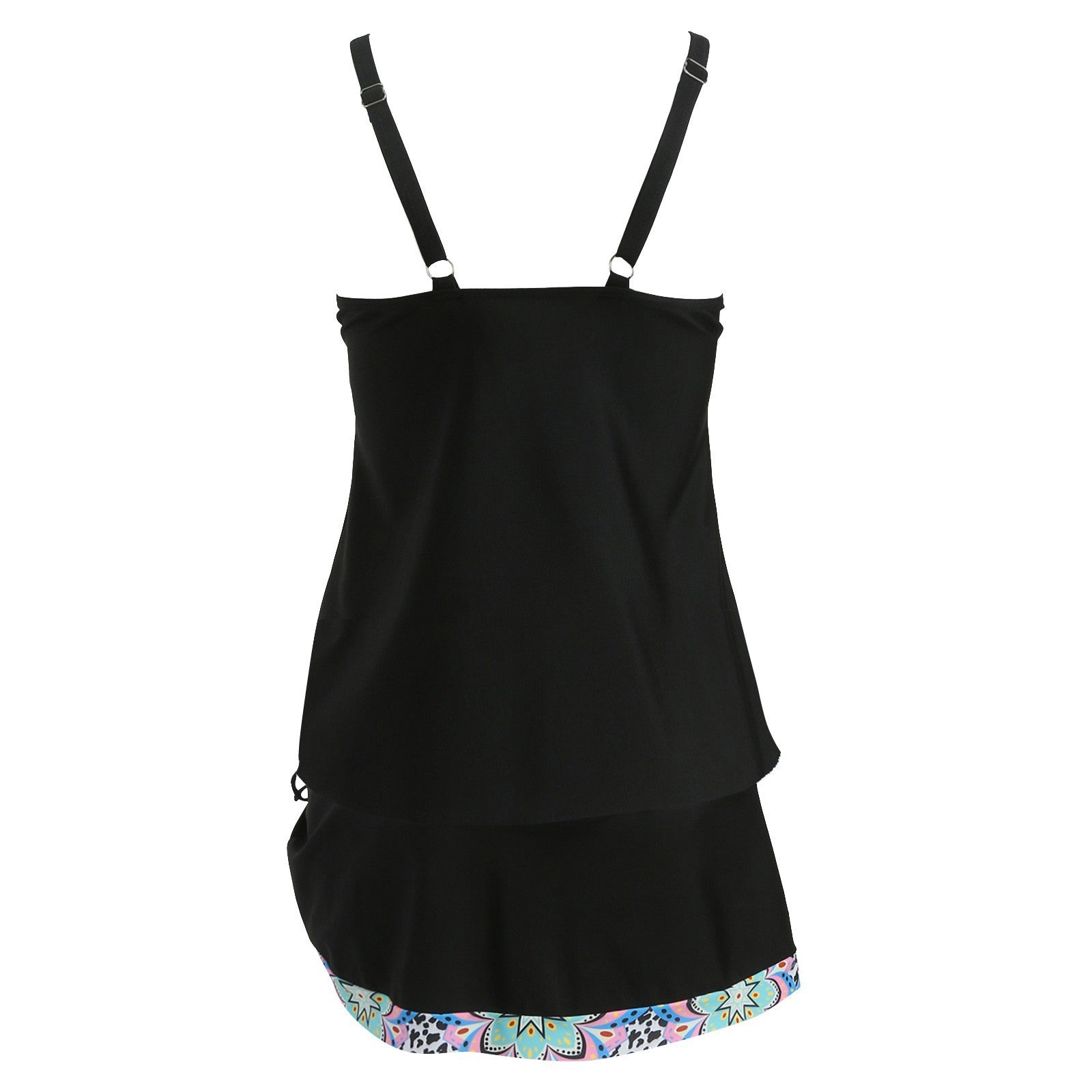 Digital Print Double Shoulder Strap Low-Cut Tankini Split Two-Piece Set