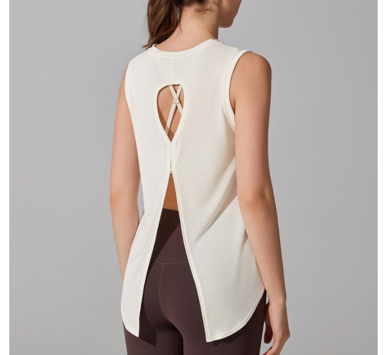 Sleeveless Sports Vest - Summer Running & Fitness Top, Loose Cover-Up, Slit Outerwear, Backless Yoga Wear