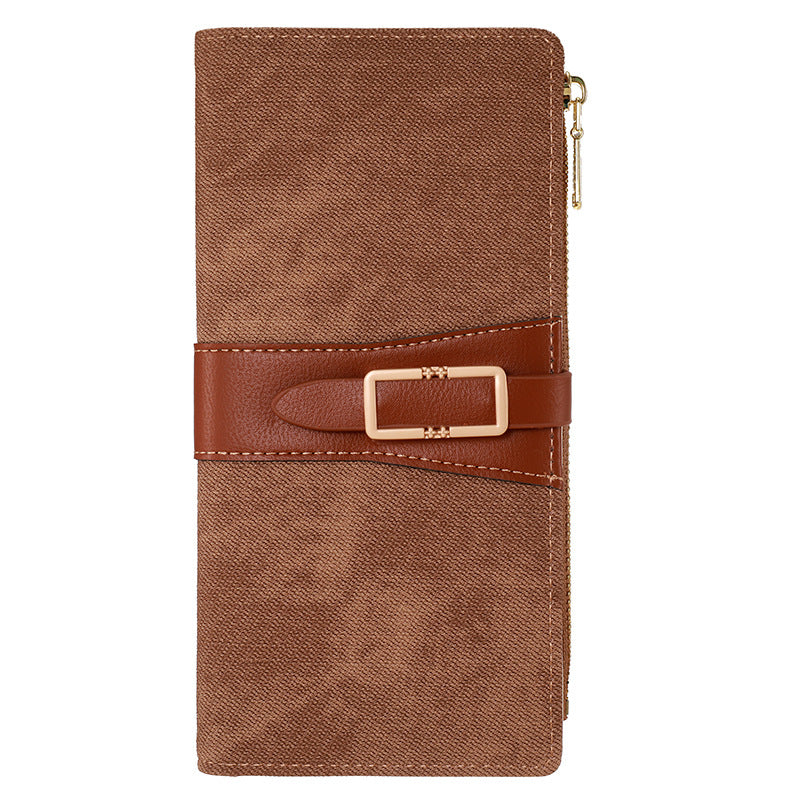 Women's PU Leather Long Wallet – Bi-Fold, Multi-Card Slots, Simple Solid Color