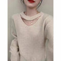 Elegant V Neck Knit Sweater Outerwear