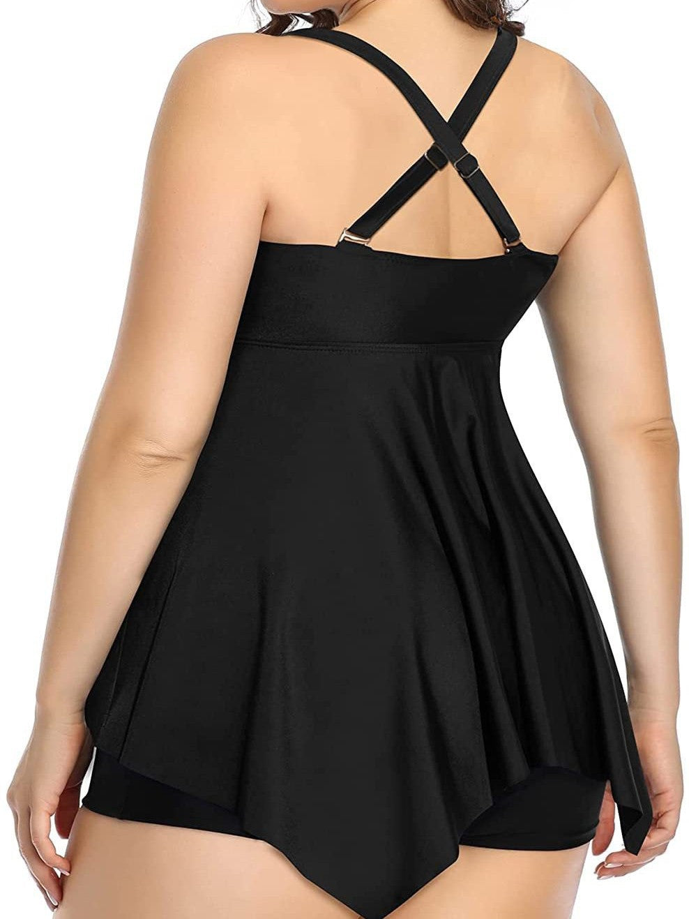 Plus Size Split Suspender Beach Tankini Set