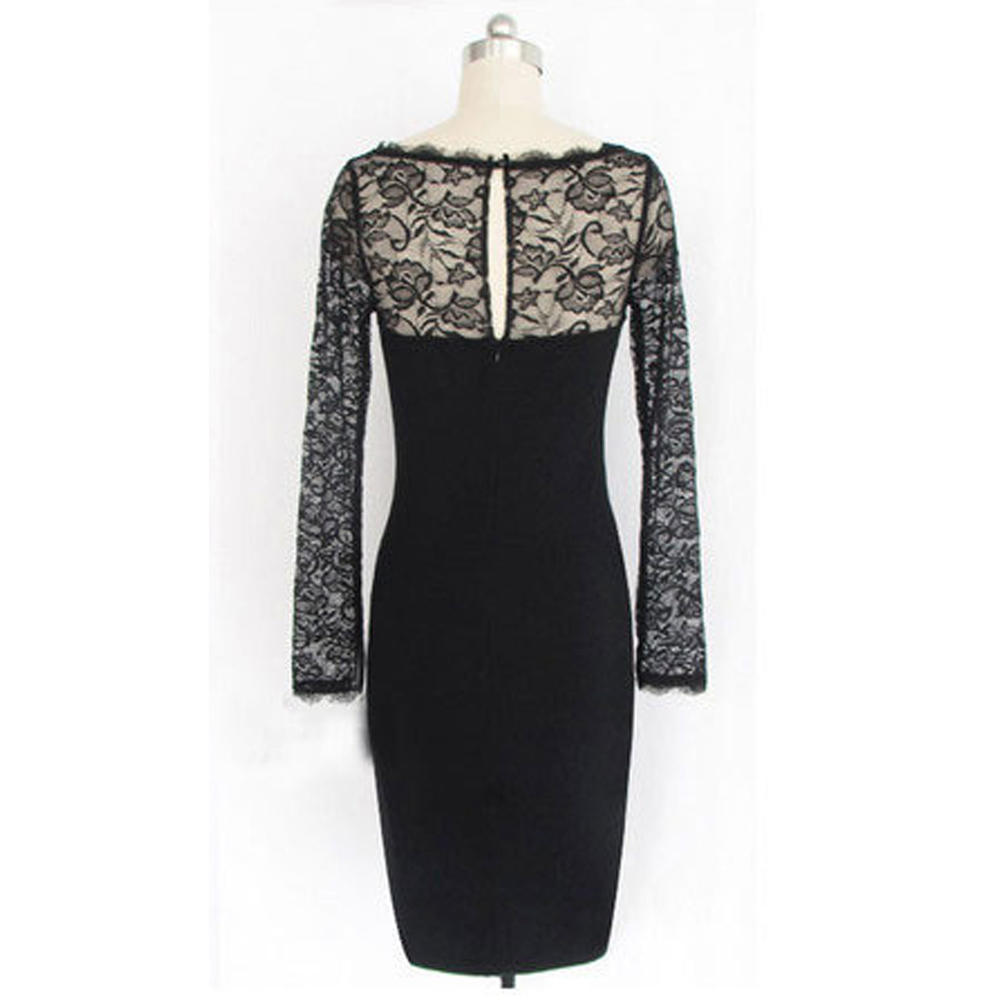 Women Slimming Boat Neck Long Sleeve Pencil Dress