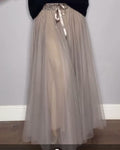 Women's Solid Color Mesh Midi Skirt