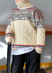 Boys High Collar Knit Pullover Sweater