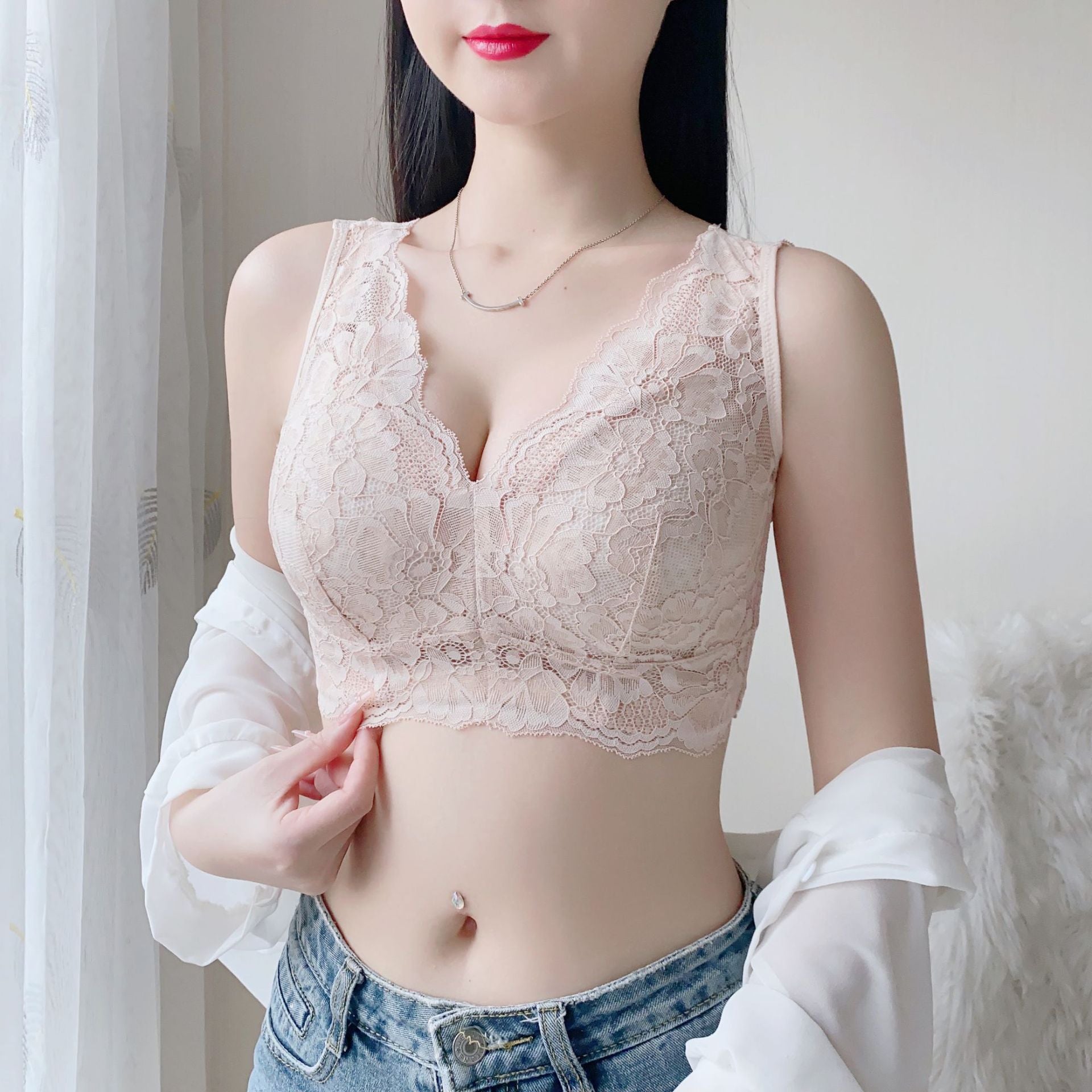 Full Cup Lace Support Bra with Beautiful Back