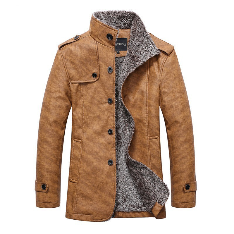 Men’s Warm Winter Leather Jacket Coat
