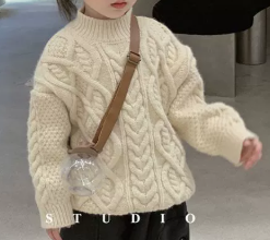 Retro Twist Knit Sweater for Kids