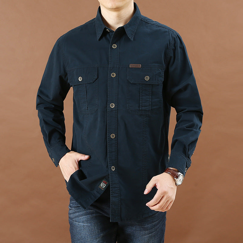 Men’s Loose Casual Long Sleeve Workwear Shirt