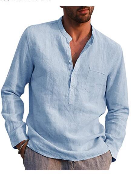 Men’s V Neck Linen Casual Beach Shirt