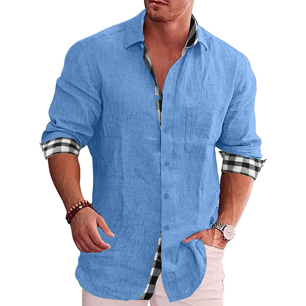 Men Cotton Linen Long Sleeve Casual Shirt