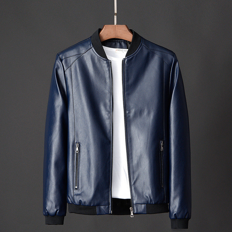 Men’s Korean Style Slim Casual Motorcycle Leather Jacket