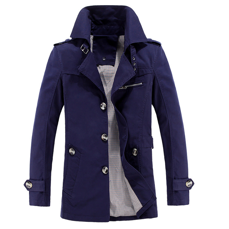 Men’s Mid Length Business Casual Windbreaker Jacket
