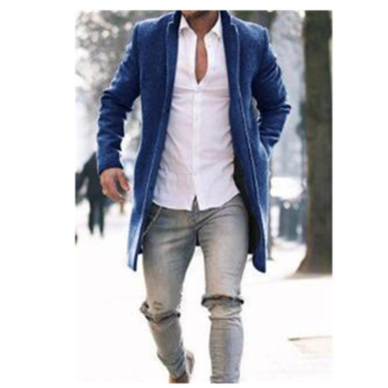 Men’s Dragon and Phoenix Wool Mid-Length Trench Coat