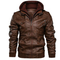 Men’s Double Zipper Hooded Faux Two Piece Leather Jacket
