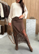 Women's Lace Patchwork Midi Skirt