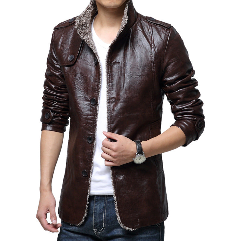 Men’s Warm Winter Leather Jacket Coat