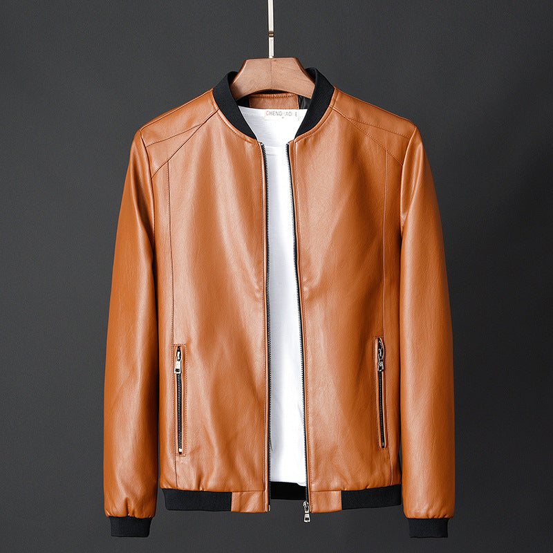 Men’s Korean Style Slim Casual Motorcycle Leather Jacket