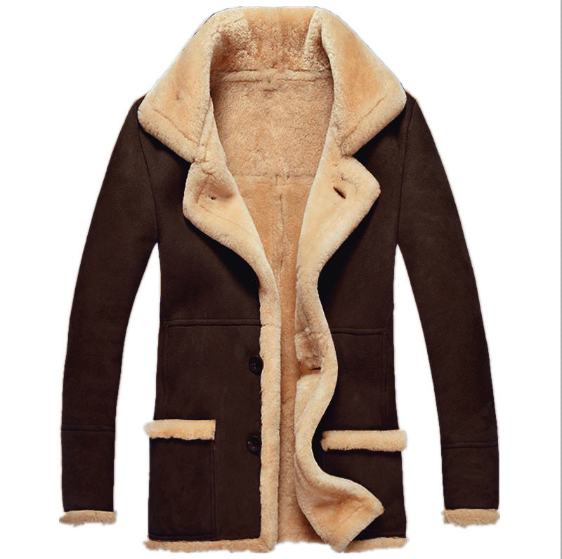 Men’s Thickened Faux Fur Integrated Winter Coat