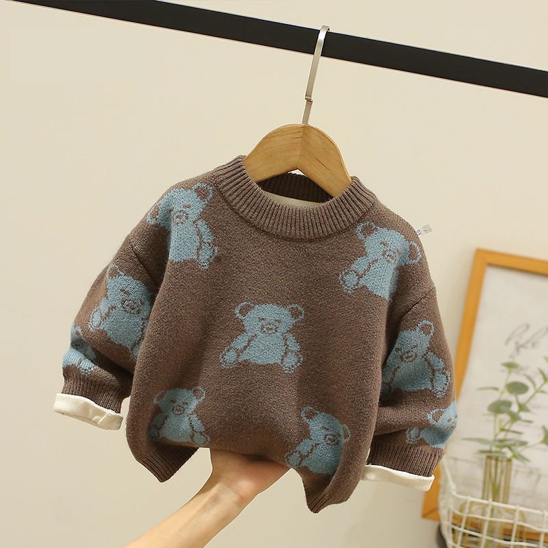 Boys Bear Knit Fleece Sweater