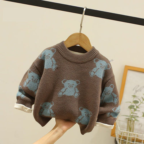 Boys Bear Knit Fleece Sweater