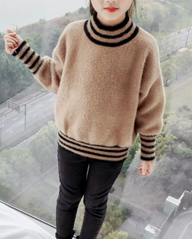 Girls Velvet Half Turtleneck Knit Sweater