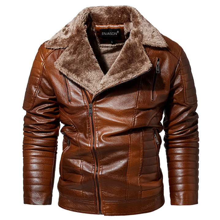Men's Slim Fit Motorcycle Leather Jacket