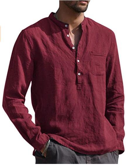 Men’s V Neck Linen Casual Beach Shirt