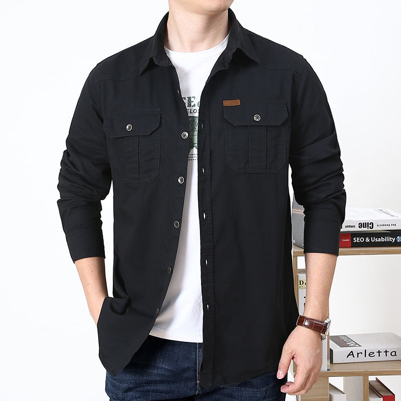 Men’s Loose Casual Long Sleeve Workwear Shirt