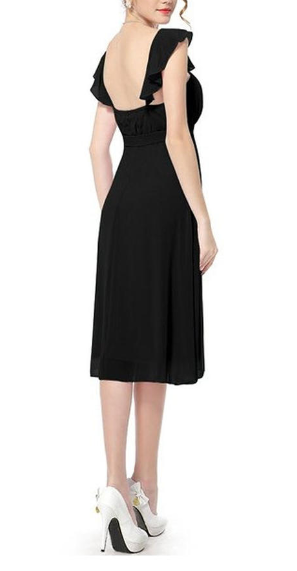 Square Neck Sleeveless Ruffled Dress