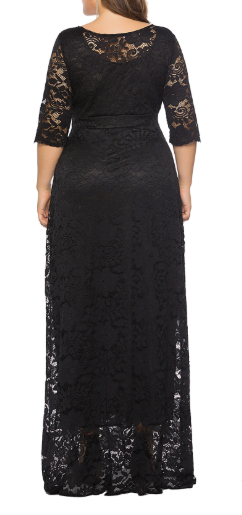 Women Plus Size Lace Pocket Formal Dress
