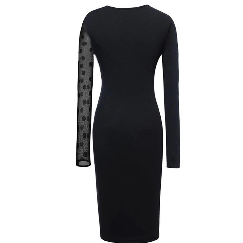 Slim High Neck Long Sleeve Fitted Dress