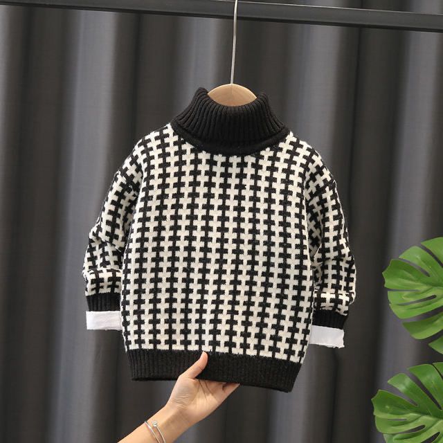 Boys Fleece-Lined Turtleneck Knit Top