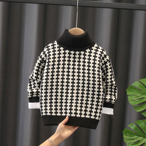 Boys Fleece-Lined Turtleneck Knit Top