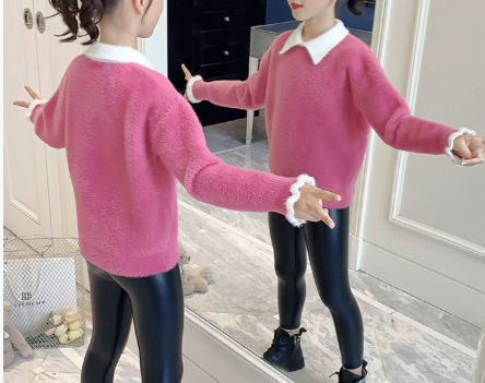 Soft Doll Collar Knit Pullover for Girls
