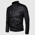 Slim Fit Stand Collar Leather Jacket for Men