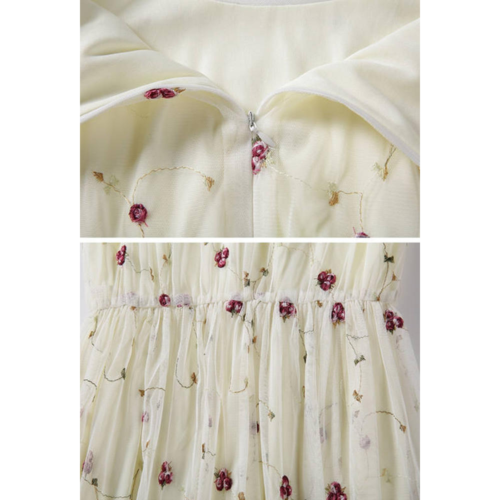 Women Floral Printed Gauze Skirt Sleeveless Dress
