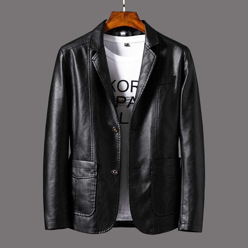 Men’s Suit Collar Business Casual Leather Jacket