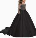 Girls Lace Satin Bow Princess Dress