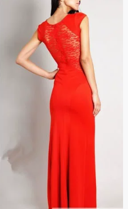 Women Long Slit Slim Party Wedding Dress Red