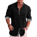 Men Cotton Linen Long Sleeve Casual Shirt