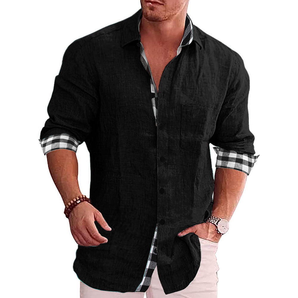 Men Cotton Linen Long Sleeve Casual Shirt
