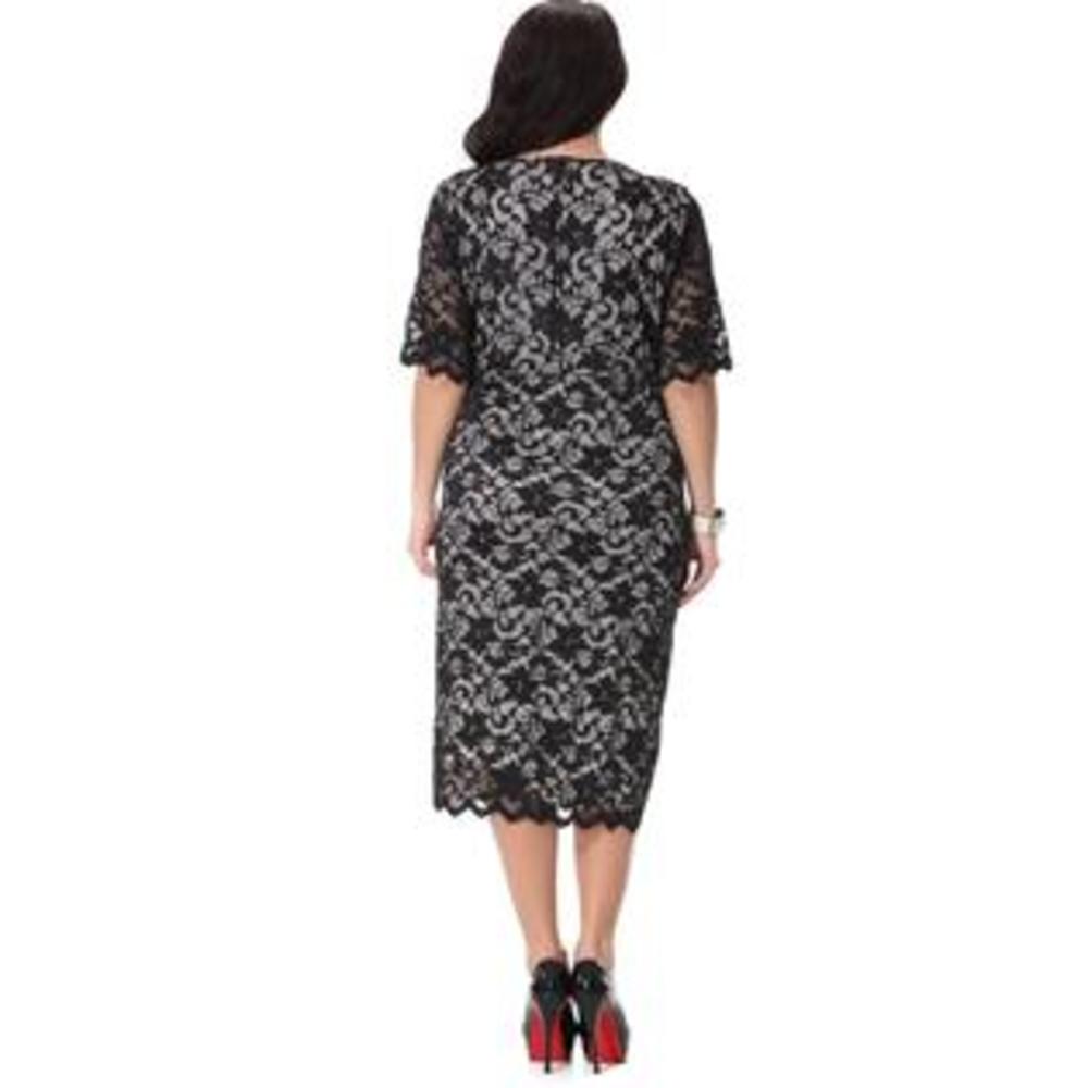 Women Bodycon Knee Length Lace Decorated Dress