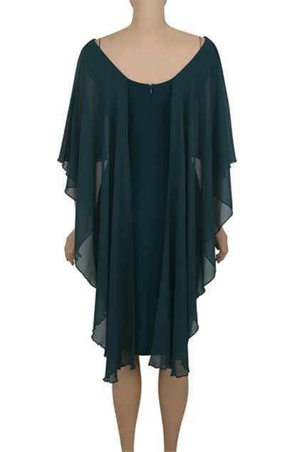 Women Round Neck Bat Sleeve Slim Fit Dress