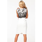 Women Black Printed Top Slim Skirt Style Dress White
