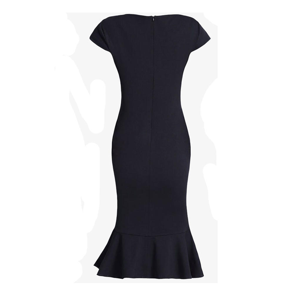 Women Solid Color Slim Pencil Knee Length Dress