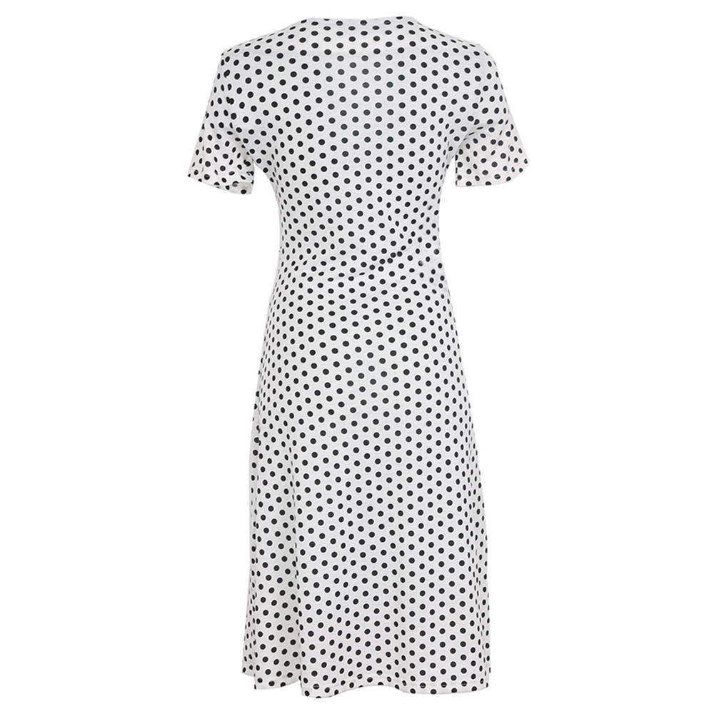Women Slim V-Neck Polka Dot Above Knee Dress